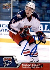 Michael Chaput Signed Auto 2014-15 Upper Deck AHL card Springfield Falcons