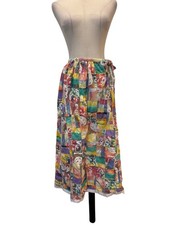Vintage 70s Patchwork Skirt Medium Maxi Colorful Handmade Hippie Boho Unique Art