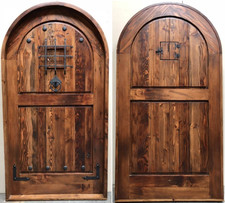 Rustic reclaimed lumber arched top door solid wood storybook w/glass insert
