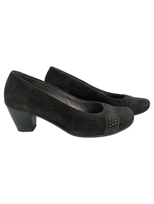 Jenny by ara Damen Pumps Schwarz Gr. 39 Elegant Wildleder Nieten
