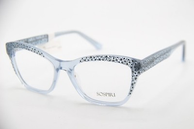 NEW SOSPIRI MILA 703 TRANSLUCENT LIGHT BLUE CRYSTALS AUTHENTIC EYEGLASSES 51-17