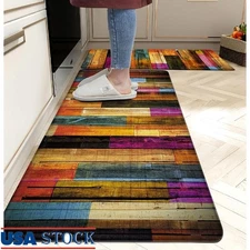 Anti-Fatigue Kitchen Mats Non-Skid Cushioned Floor Rugs Easy Clean 2pcs Set New