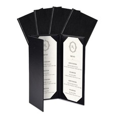 WeChef 5 Pack Leather Menu Covers 4.25x11" Trifold 3 View Angle Corner Wine List