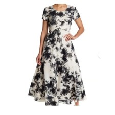 Raga Small Black White Midi Dress Tie dye Splatter Hip Hop Urban Business casual
