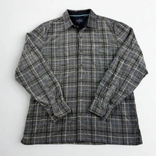 Nat Nast Corduroy Shirt Silk Cotton Gray Blue Plaid Button Down L Casual Classic