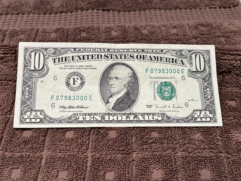 1995 $10 Ten Dollar Bill Federal Reserve Note Atlanta FRB Uncirculated Rubin - Image 3 of 4