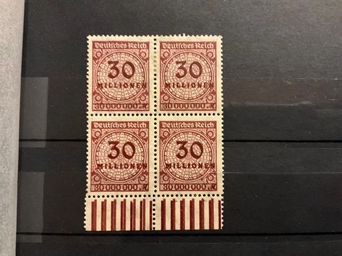 Stamps Germany Reich 4x 30 Millionen Mark 1923 Block Michel Nr. 320 MH