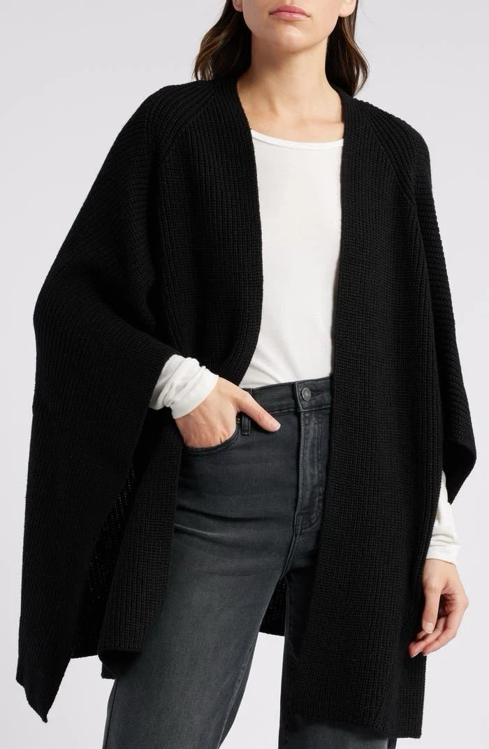 AllSaints Travelling Ruana Black Wool Minimalist Poncho One Size Fits All NWT
Opens in a new window