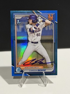 2024 Bowman Draft Chrome Carson Benge #BDC-28 Blue Refractor /150 (RC) *IP AUTO*