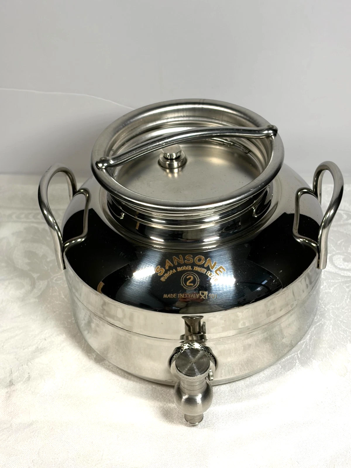 Sansone 2 Litre Dispenser Stainless Steel Fusti il Gioiello with Spigot
