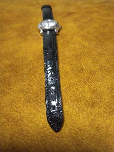 Chopard Happy Sport Silver Dial Diamond Non-OEM Black Leather Strap Used Watch - Picture 7 of 18