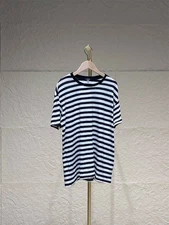R13 Classic Black and White Striped, Cashmere Short Sleeve T-Shirt Top