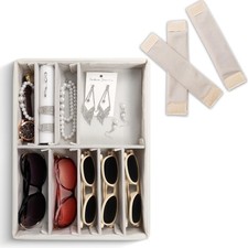 Sunglasses Organizer with Adjustable Slots, Jewelry Display Tray for Multiple...