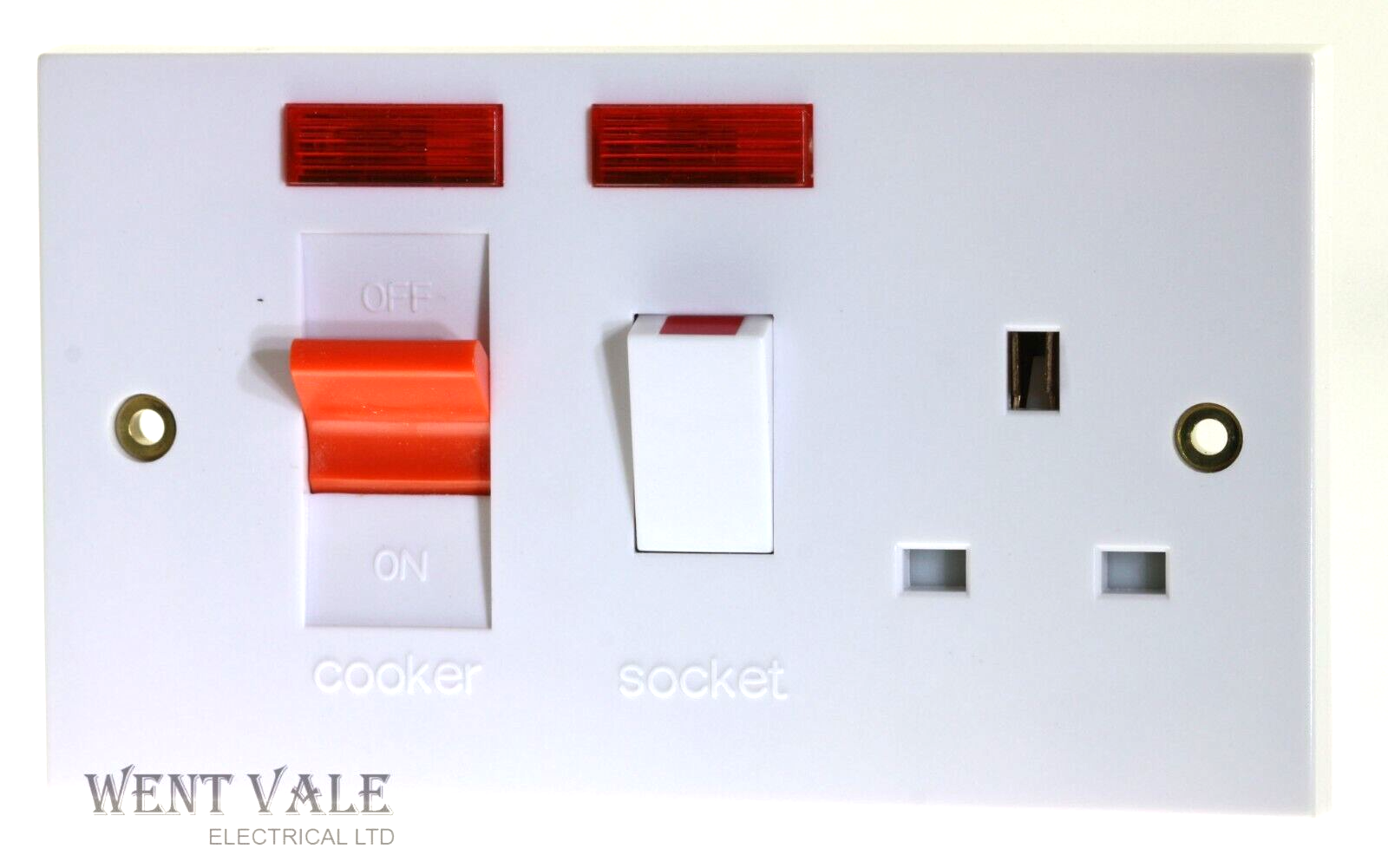 Schneider Exclusive Square Profile  G45ACCUN - 45a D/Pole Cooker Switch + Socket