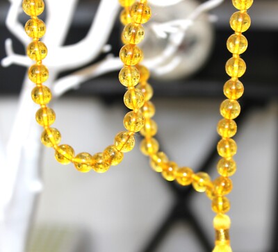 CITRIN MALA 108 ECHT 8 MM PERLEN SOLAR PLEXUS CHAKRA MEDITATION YOGA ROSENKRANZ