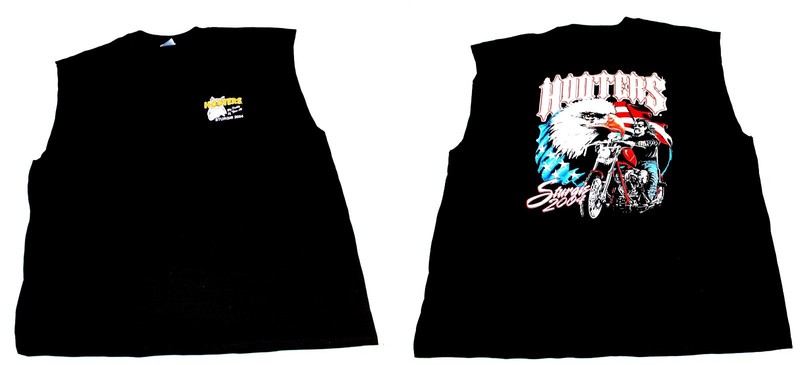 2 XL Hooters Uniform Sleeveless T-Shirt Biker Flag 2004 Halloween Costume 