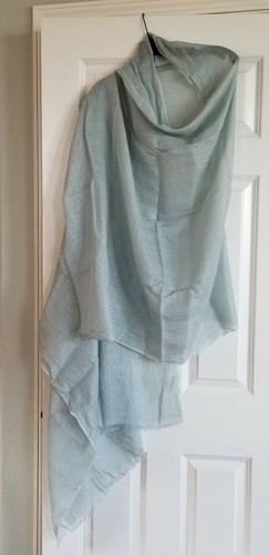 Brunello Cucinelli Cashmere Shimmer Seafoam Scarf Shawl - Picture 3 of 11