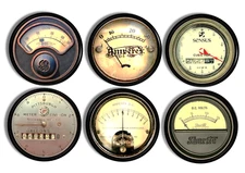 Vintage Industrial Meter Print Cabinet Knobs Steampunk Dial Drawer Pull Handles