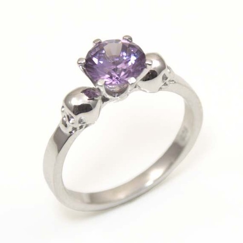 Skull Ring 6 Claw 1ct Various Colours Diamond Unique Silver Engagement Ring - Picture 10 of 29