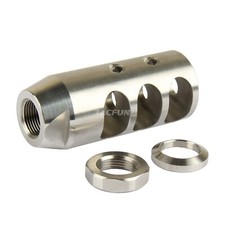 Stainless Steel .223 Muzzle Brake 1/2x28 Pitch Thread w/ Washer  Nut