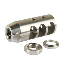 Stainless Steel .223 Muzzle Brake 1/2x28 Pitch Thread w/ Washer & Nut