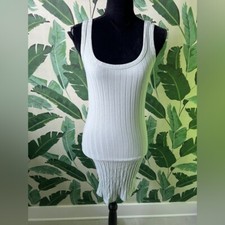 Sage Green Ribbed Mini Tank Dress Size M
