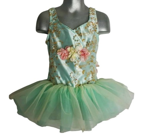 Girls Child 4 Mint Green Sparkling Tutu Ballet Dance Costume CURTAIN CALL NWOT