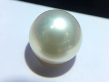 HUGE 14mm natural south sea genuine white round loose pearl half drilled 366AAAA