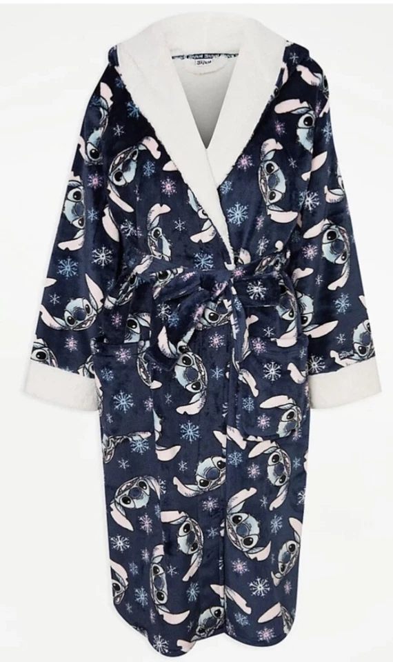 Disney LILO & Stitch Snowflake Soft Fleece Hooded Dressing Gown Women Size 4-18 - image 2 of 4