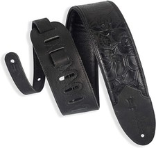 Levy's M4WP-007 3" Two-ply Embossed Leather Guitar Strap - Black Rose