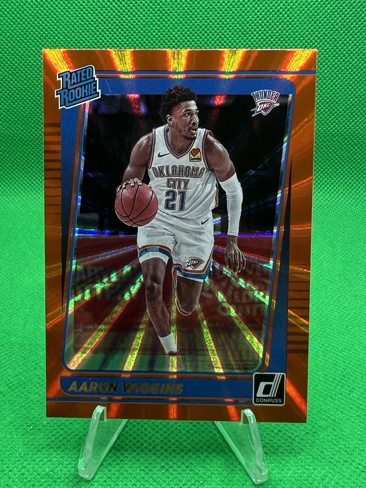 2021-22 Panini Donruss Orange Laser Rated Rookie Aaron Wiggins #241 Thunder