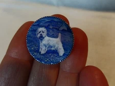 Miniature dollhouse porcelain transferware Westie Dog plate, 1:12 scale