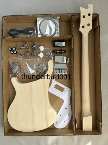 4-String DIY Bass Guitar Kit Basswood Body Maple Neck Rosewood Fingerboard - Picture 2 of 8