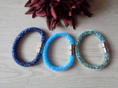 Armband Netzschlauch Nylon Stardust Mesh  Strass Magnet 3Varianten