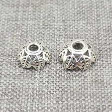 10 Sterling Silver Leaf Bead Caps Nature Tree Leaves Bracelet Spacer Cap