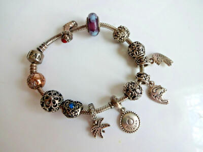 PANDORA チャームブレスレット シルバー/ゴールド Amazon.com: Pandora Silver Charm Bracelet With 14K Gold Clasp, 7.9