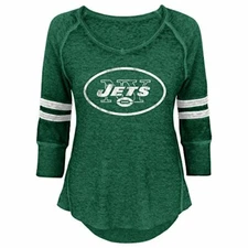 Outerstuff NFL Junior Girls Relaxed 3/4 Thermal Top, New York Jets, Hunter, X...