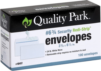 Quality Park #6 3/4 Self-Seal Security Envelopes, Security Tint and Pattern