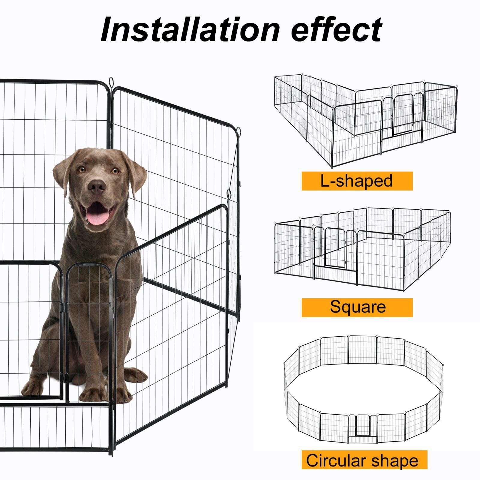 Metal Dog Pen 32/40 Inch Heavy Duty Playpen Pet Exercise Fence w/Door Outdoor