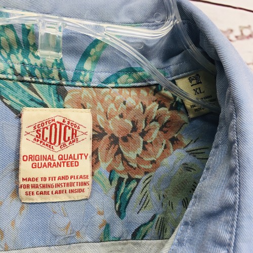 Vtg Scotch & Soda Hawaiian Shirt Mens XL Blue Floral Snap Button Souvenir Scotch - Picture 11 of 16