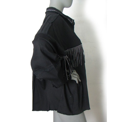 Women With Control Size: 2X Shirt or Jacket My Wonder Denim Fringed Black Cotton - Picture 7 of 14