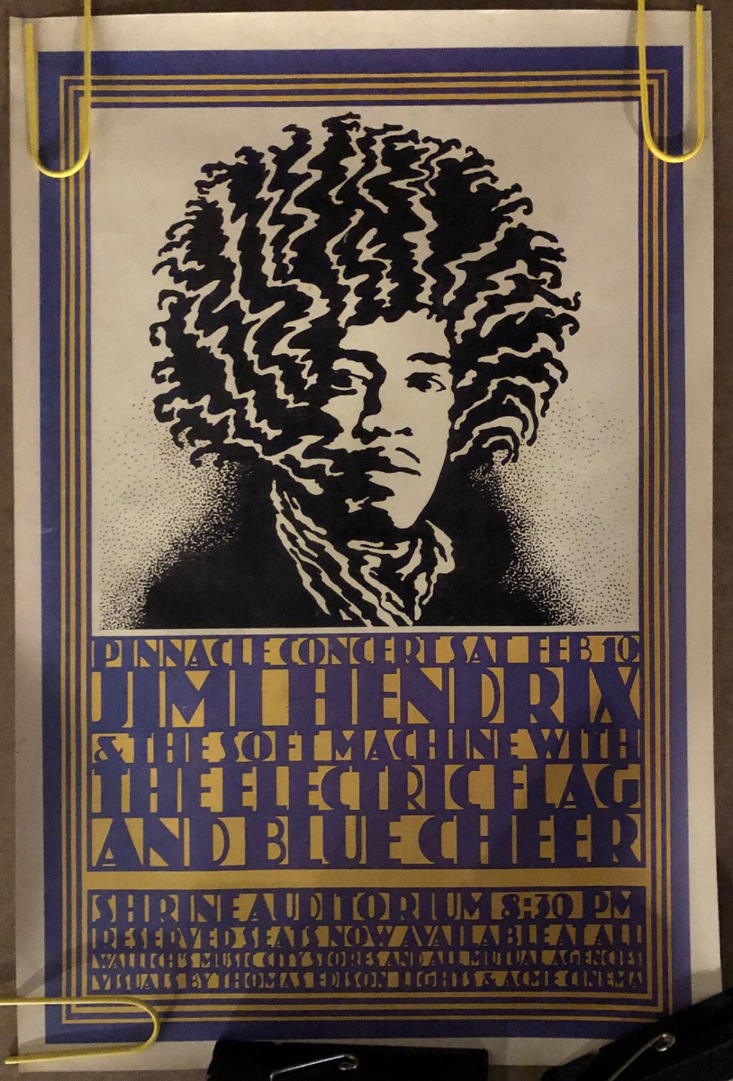 Vintage Poster Jimi Hendrix Pinnacle Concert print 1980s (not an