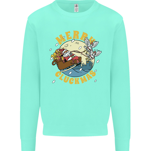 Funny Chickens Merry Cluckmas Kids Sweatshirt Jumper - Picture 86 of 97