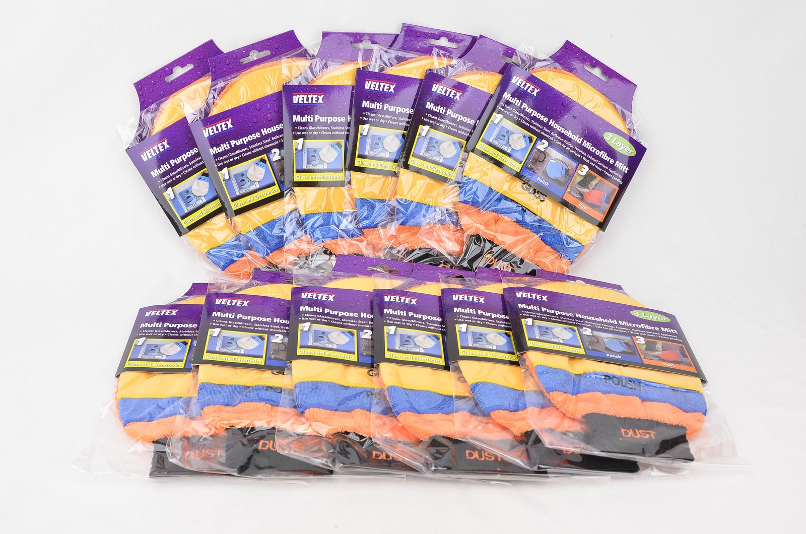 12x Veltex Microfibre Mitt - 3 Layer Multi Purpose for Glass, Polish, Dust - Picture 3 of 12