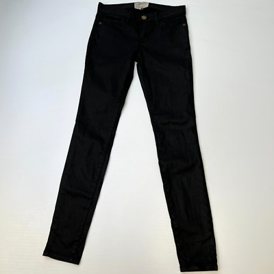 Current Elliott Pant Women 25 Coated Ankle Skinny Low 24x30 Zip Up Party Core Nw