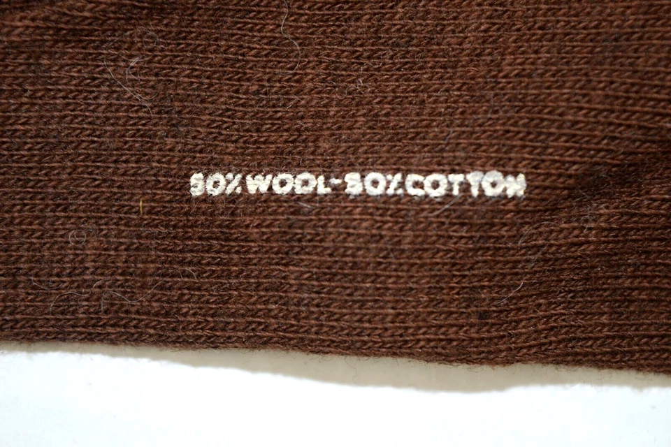 Calcetines Beloit Vintage Medias Años 50 60 Marrón Atlético Lana Algodón Rayón 9 x 7" Nuevos con Etiquetas Foto 2 de 4