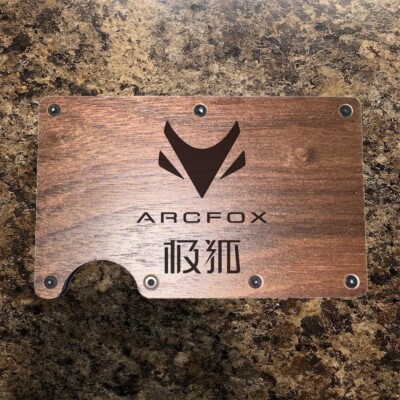 Wood Wallet Minimalist Laser Engraved with Arcfox