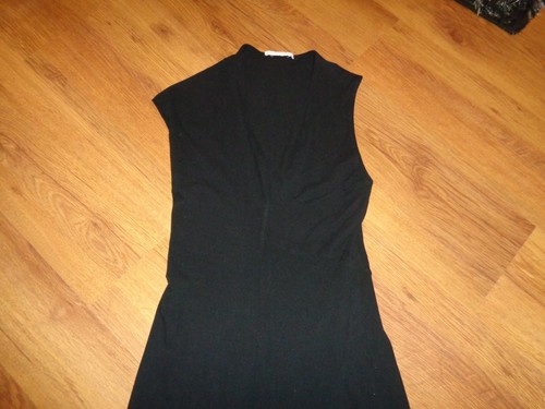 NARCISO RODRIGUEZ SCHWARZ STRETCH LAGENLOOK TÜLL JERSEY ÄRMELLOS MIDIKLEID - S, 10 - - Bild 9 von 12