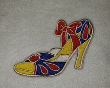 Snow White Princess Shoe 3 3/4 inch Iron on Embroidered Applique Patch