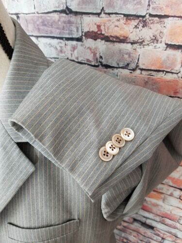 Chaqueta Blazer Brooks Brothers 1818 Tejida ITALIA Gris Rayas Lana Forro Seda 14 - Imagen 4 de 7
